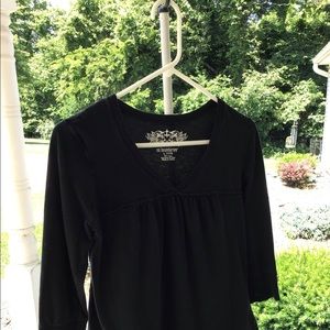 Black 3/4 sleeved T- shirt. Nothing fancy here